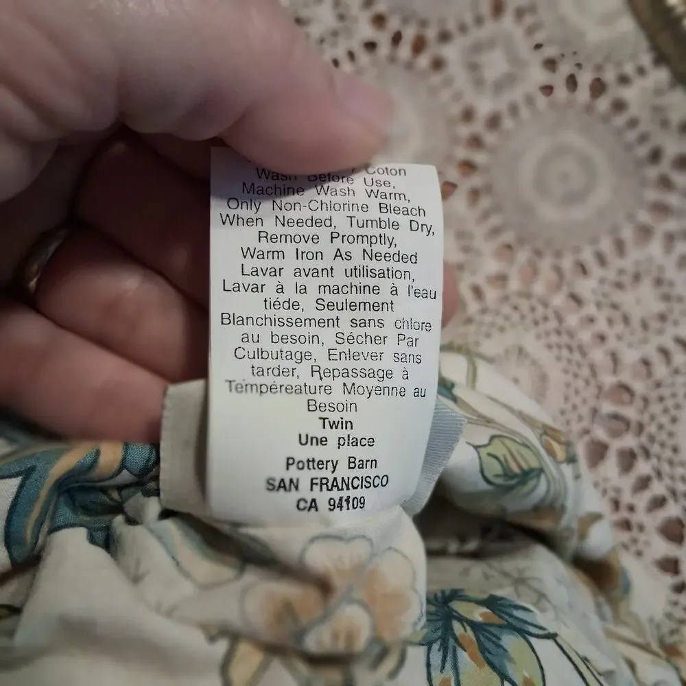Pottery Barn Duvet cover bedspread twin cotton floral Marie Palampore